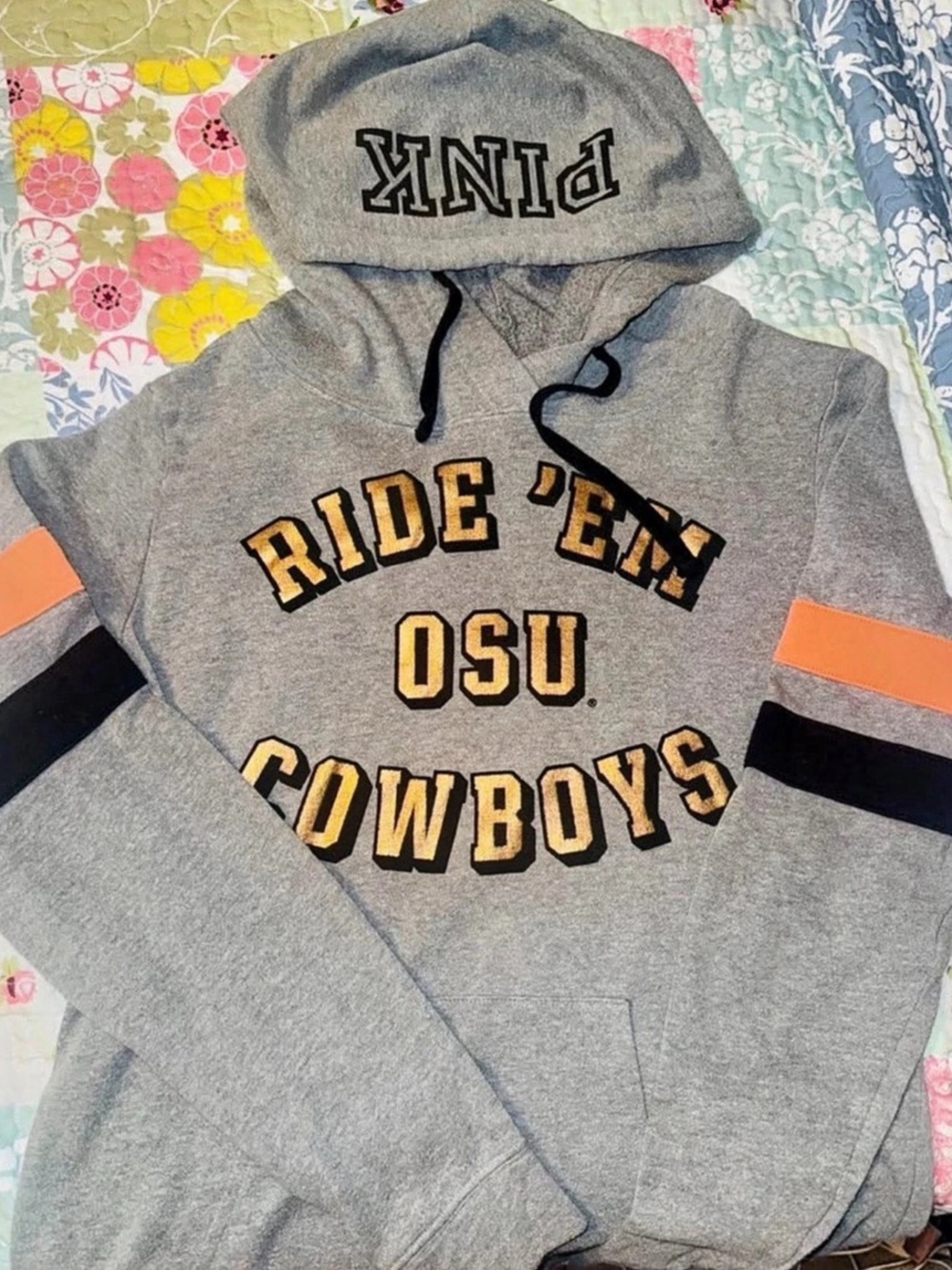 PINK OSU Cowboys Hoodie Gray & Orange Size XS